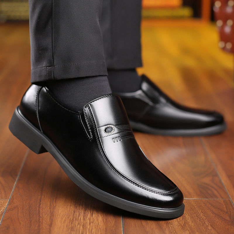 100% FULL COW LEATHER MENS LEATHER SHOES SPRING AND AUTUMN NEW BUSINESS CASUAL LEATHER SHOES GENUINE LEATHER COWHIDE MIDDLE AND ELDERLY DAD SHOES