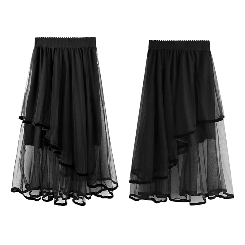 IRREGULAR SKIRT WOMENS HIGH-WAISTED THIN DESIGN SENSE NICHE MESH SKIRT WOMEN