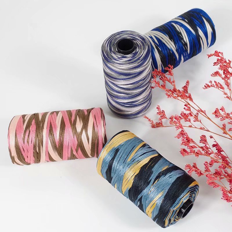 FLAT BELT LINE ICE SILK LINE HAND-WOVEN SUMMER HAT BRIGHT SILK LINE HOOK SHOE LINE HOOK BAG BAG LINE SLIPPER LINE SUMMER HAT