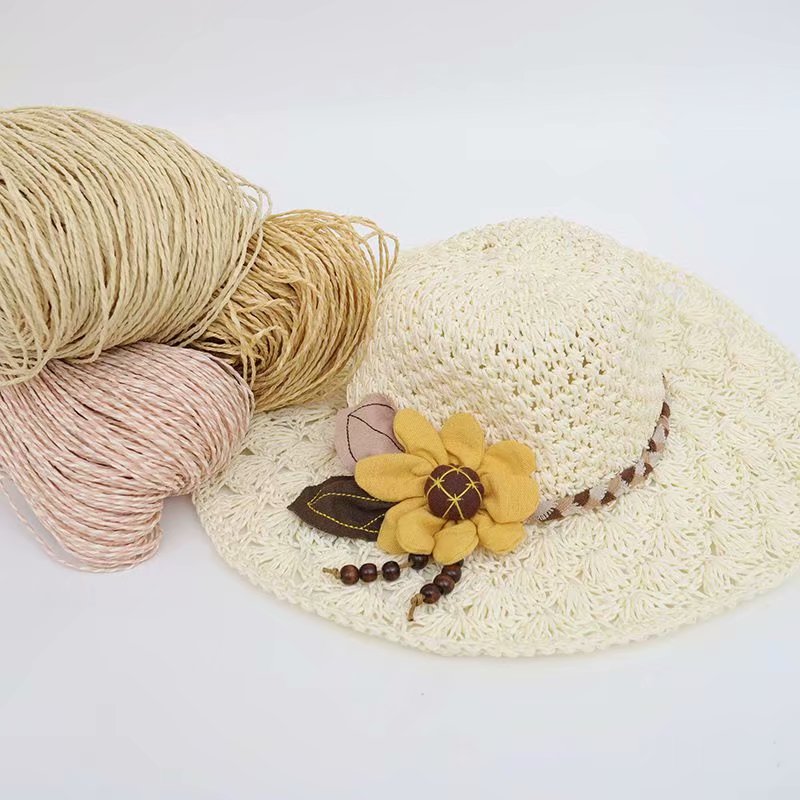 SECTION DYED RAFFIA SUMMER STRAW HAT THREAD HOOK HAT BAG SUMMER COOL HAT HAND-WOVEN DIY MATERIAL BAG HOOK NEEDLE THREAD