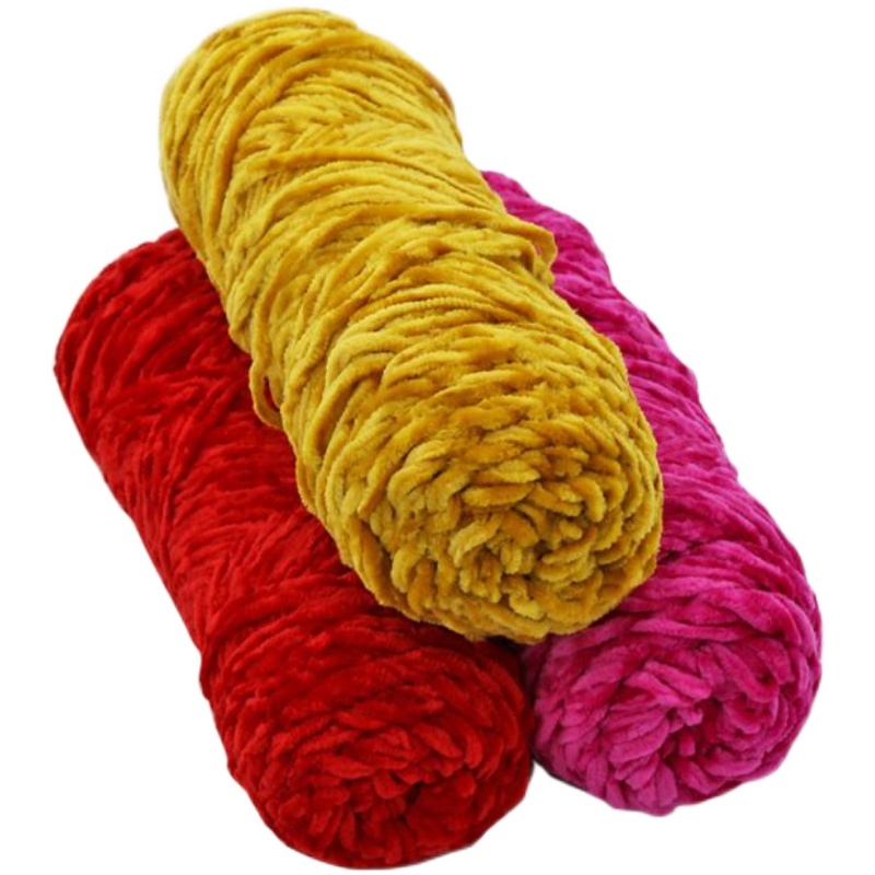 CHENILLE GOLD VELVET HANDMADE DIY KNITTED SCARF SLIPPERS VIOLENT BEAR CROCHET HOOK SLIPPERS SHOE THREAD