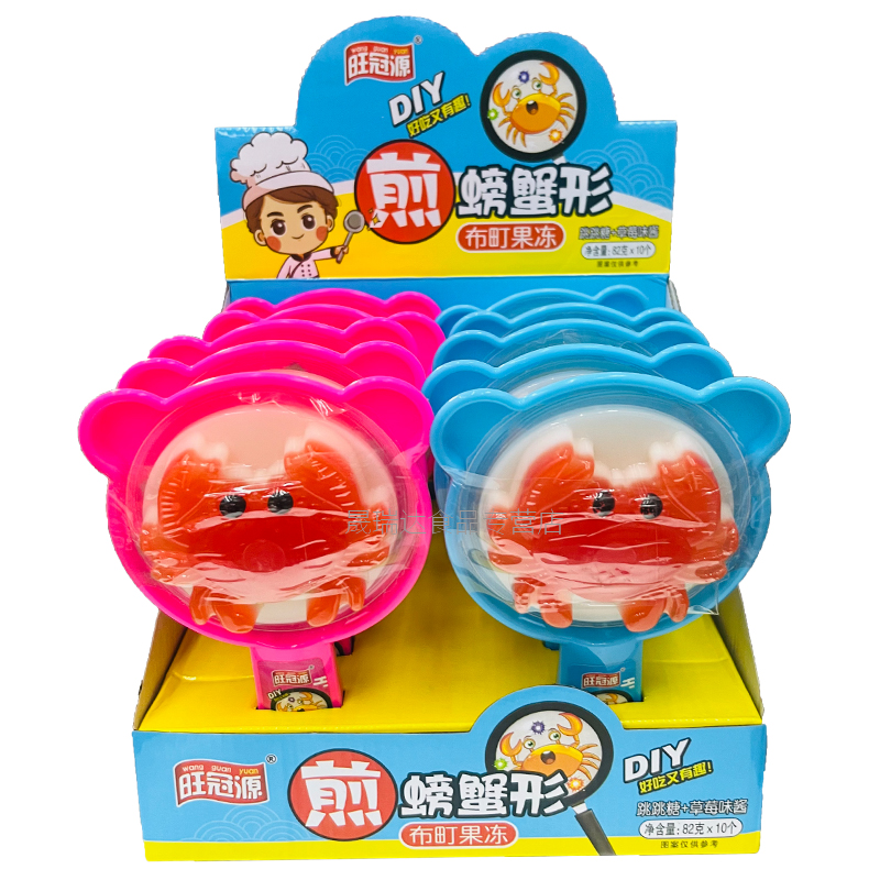 82G 튀긴 게 모양의 천 젤리 딸기 잼 터지는 사탕 대형 접시 냄비 DIY 스낵 캔디 젤리