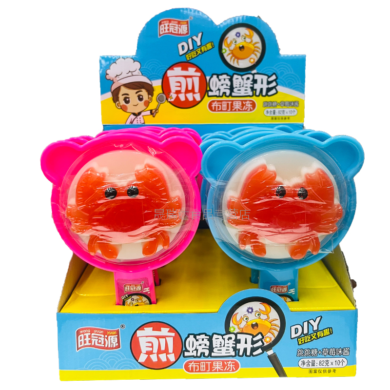 82G 튀긴 게 모양의 천 젤리 딸기 잼 터지는 사탕 대형 접시 냄비 DIY 스낵 캔디 젤리