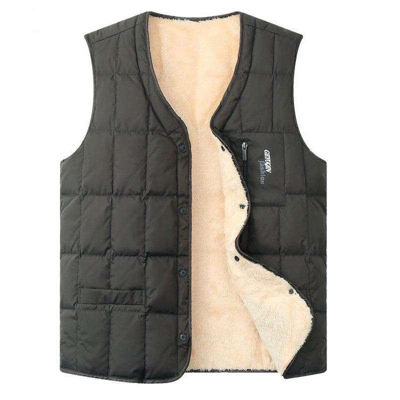 FLEECE AND THICKENED MENS VEST AUTUMN AND WINTER WARM DOWN COTTON SHOULDERS FOR MIDDLE-AGED AND ELDERLY LOOSE PLUS-SIZE CASUAL DAD CLOTHES