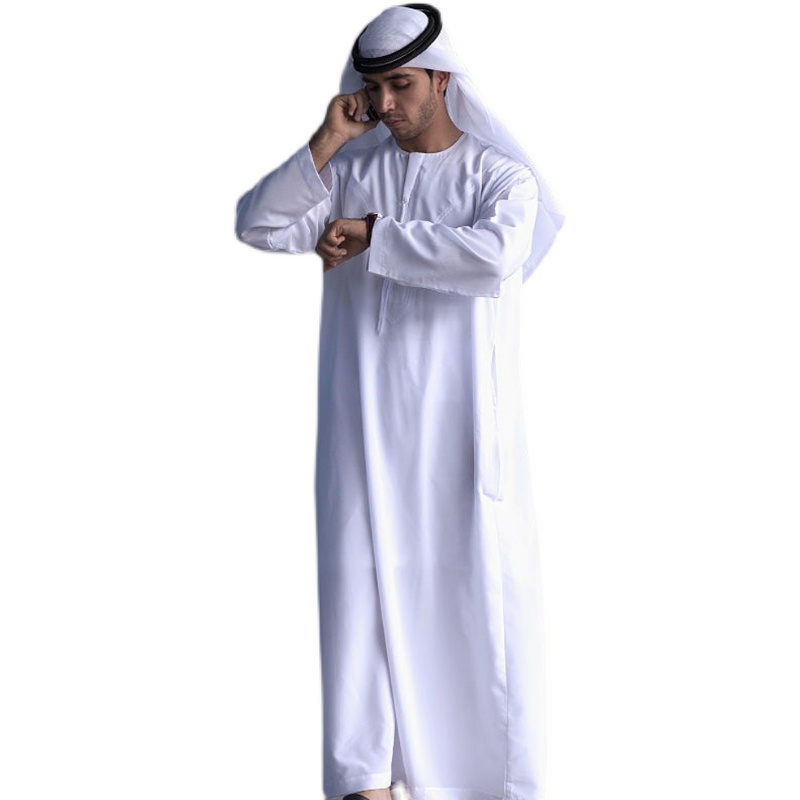 ARABIAN ROBES NEW DUBAI CLOTHING AFGHAN WHITE MIDDLE EAST POLYESTER COTTON SAUDI HIJAB HEADBAND MENS SUIT