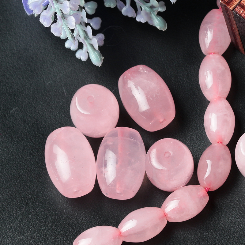 NATURAL PINK CRYSTAL BUCKET BEADS SINGLE LOOSE BEADS PEACH BLOSSOM BRACELET ACCESSORIES DIY HANDMADE MATERIALS CULTURAL TOYS BRACELET ACCESSORIES
