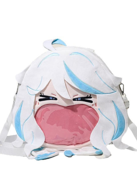 Genshin Impact Fucarus Water God Big Mouth Pain Bag Plush Backpack Commuter Crossbody Bag Funinga Doll Storage Bag