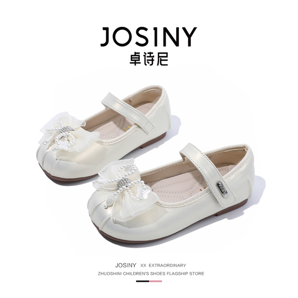 卓诗尼女童公主鞋儿童鞋子新款春秋皮鞋小女孩银色单鞋软底配裙子 — 4
