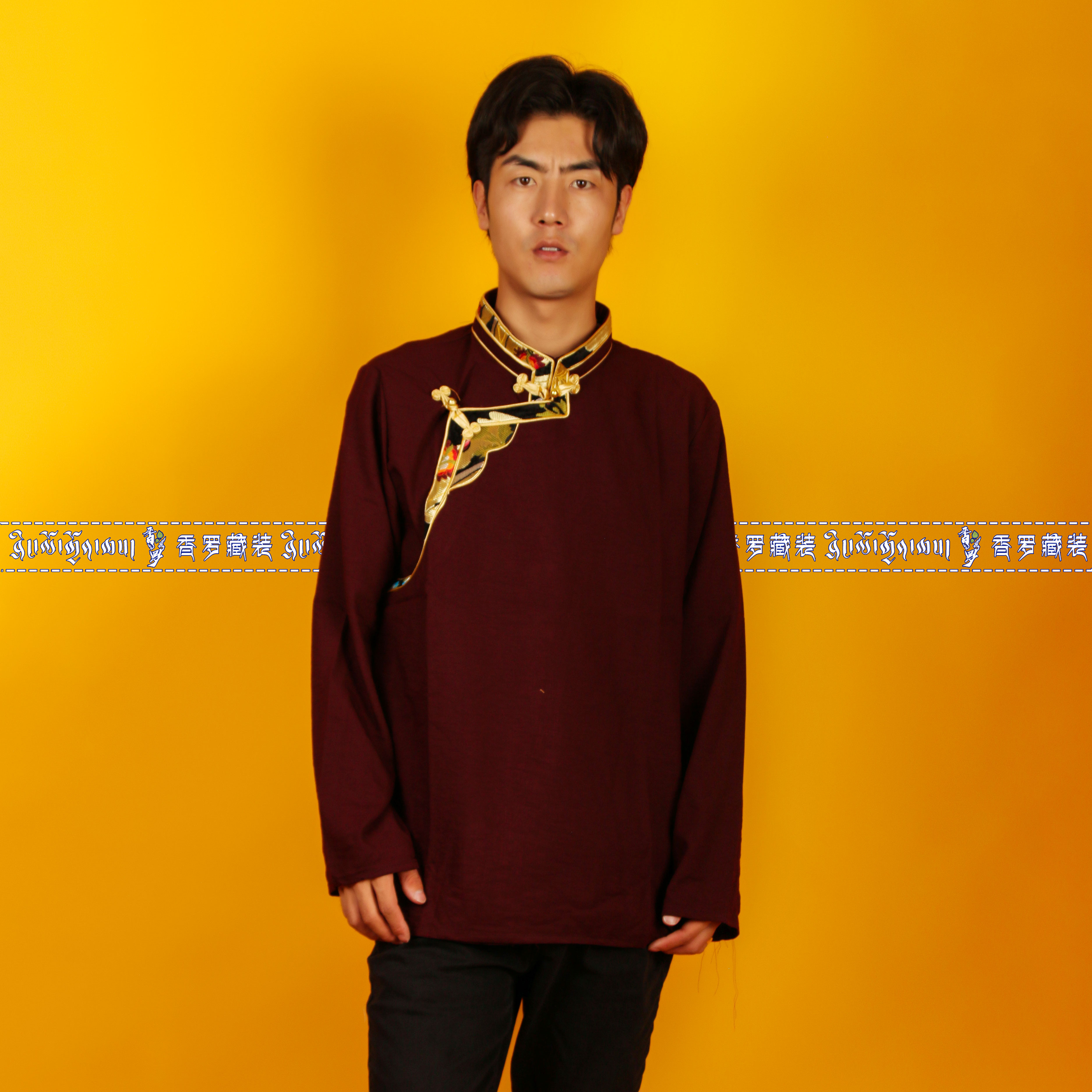 MENS TIBETAN COSTUMES NATIONAL COSTUMES DANCE COSTUMES COTTON EDGING CASUAL TIBETAN CLOTHES LHASA COSTUMES PAN BUCKLE LOOSE CLOTHES