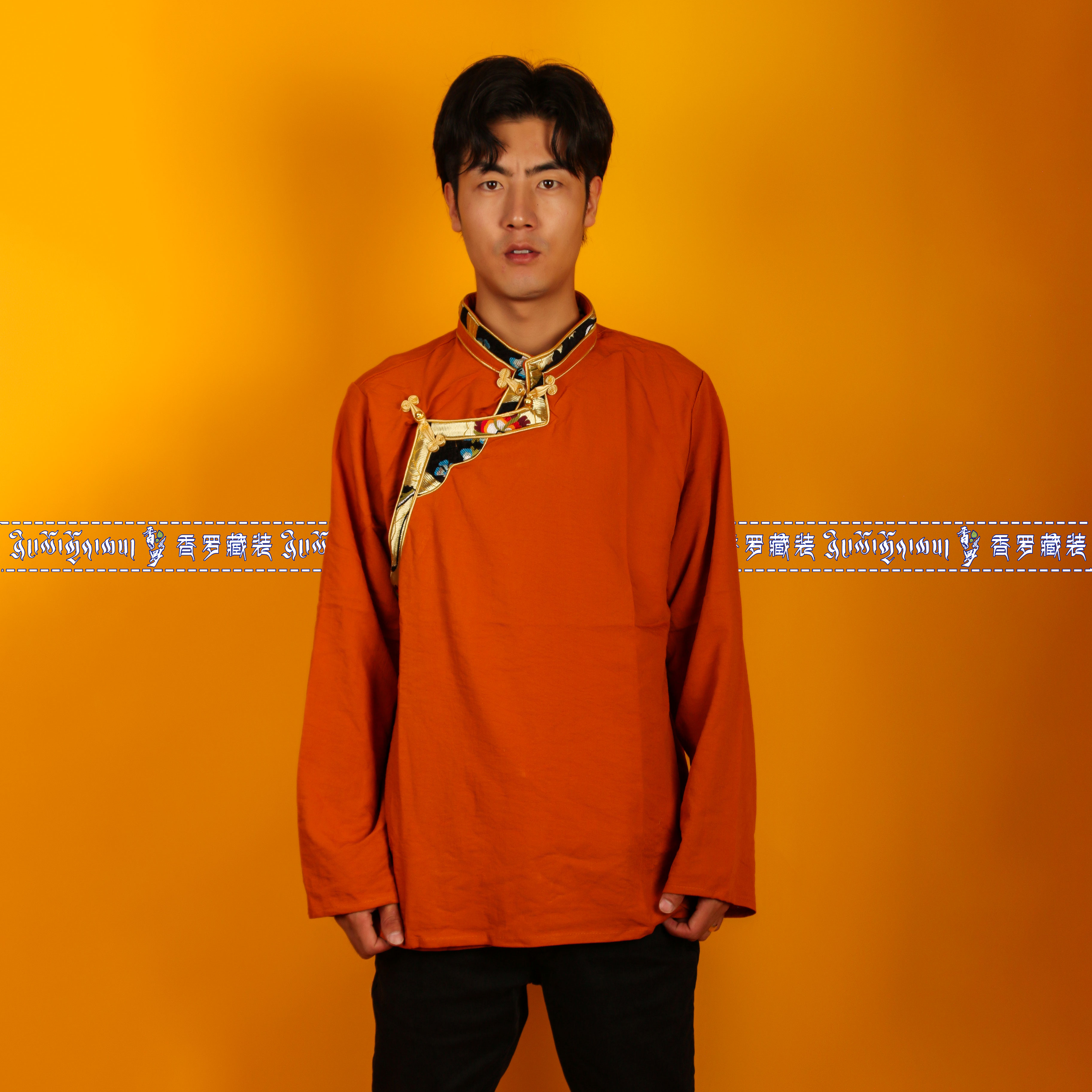 MENS TIBETAN COSTUMES NATIONAL COSTUMES DANCE COSTUMES COTTON EDGING CASUAL TIBETAN CLOTHES LHASA COSTUMES PAN BUCKLE LOOSE CLOTHES