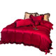 Summer wedding silk four-piece set ice silk naked sleeping double-sided silky bed sheets and quilt covers big red wedding bedding