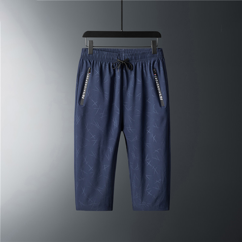 BRANDED CROPPED PANTS SUMMER MENS ATHLEISURE ICE SILK LARGE SIZE LOOSE RUNNING BREATHABLE THIN MENS SHORTS