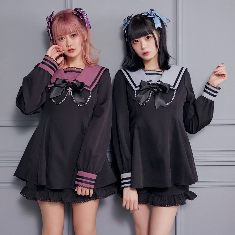 JAPAN PURCHASING DEARMYLOVE DARK MINE SERIES SAILOR BOW CROSS CHAIN SER UP SUIT