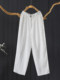 Literary loose and cool 100% linen zipper small feet trousers for women summer simple solid color Yamamoto trousers wandering pants