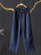 Literary loose and cool 100% linen zipper small feet trousers for women summer simple solid color Yamamoto trousers wandering pants