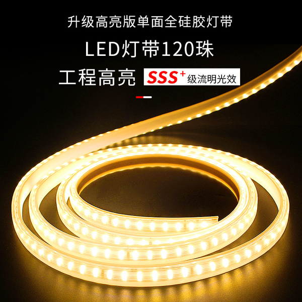 led灯带防水户外七彩变色客厅家用灯条线条灯超高亮220v软灯带