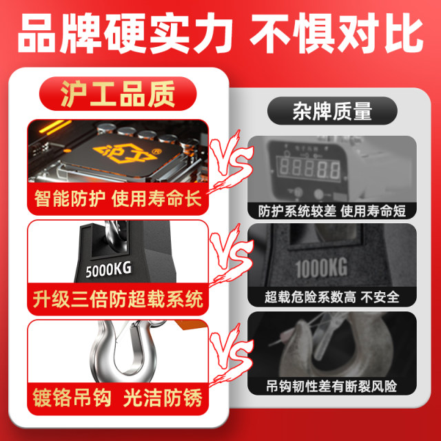 沪工电子吊秤多功能无线打印吊称3吨5吨2吨1/T工业吊钩秤行车挂秤