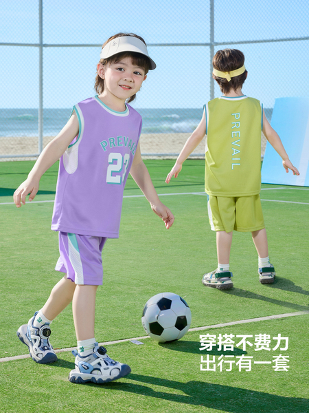 右欧男童夏季运动套装背心短裤儿童夏装凉感速干两件套新款童装 — 5