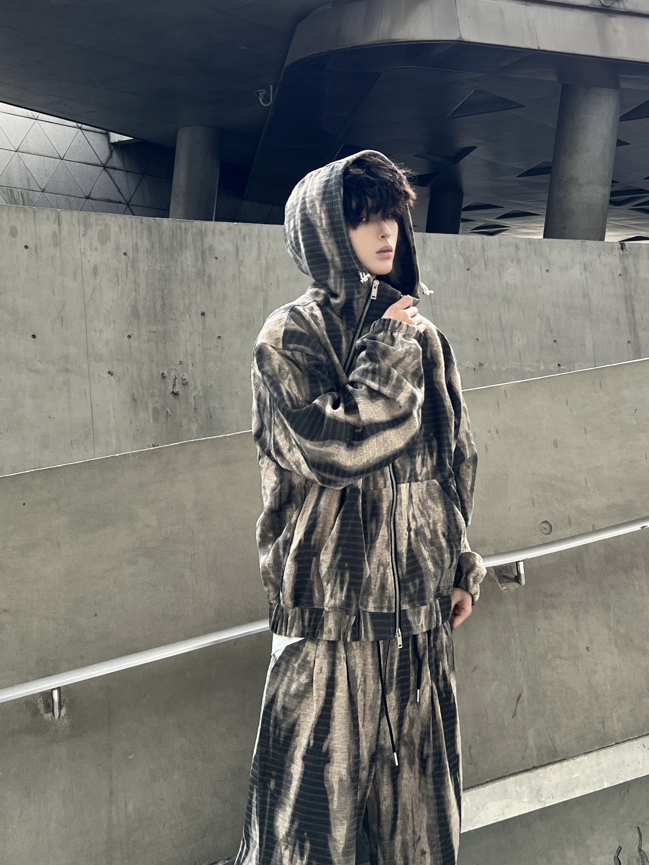 ASTRO LAB SPRING ZIP EMBELLISHED HOODED WASTELAND CASUAL LOOSE SUIT AMERICAN VINTAGE PRINT SET