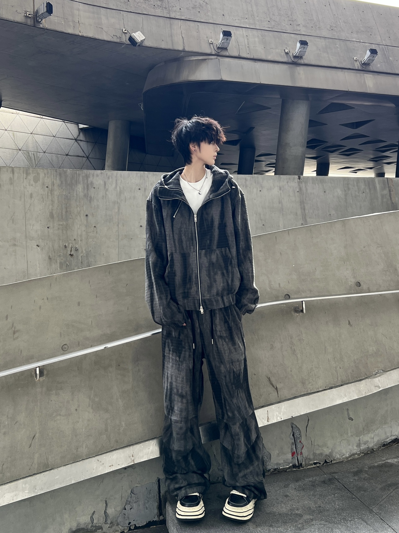 ASTRO LAB SPRING ZIP EMBELLISHED HOODED WASTELAND CASUAL LOOSE SUIT AMERICAN VINTAGE PRINT SET