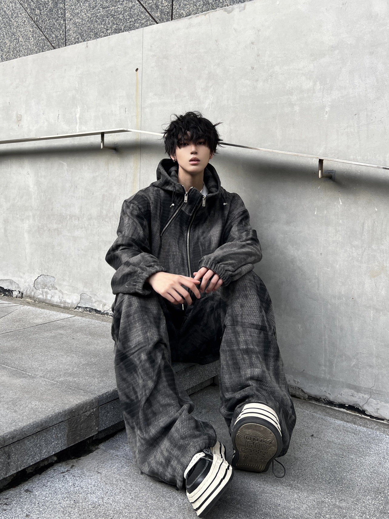 ASTRO LAB SPRING ZIP EMBELLISHED HOODED WASTELAND CASUAL LOOSE SUIT AMERICAN VINTAGE PRINT SET