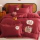 Retro Chinese wedding bed four-piece set of cotton 10A0 pieces of wedding embroidery red wedding quilt cover sheets and cover