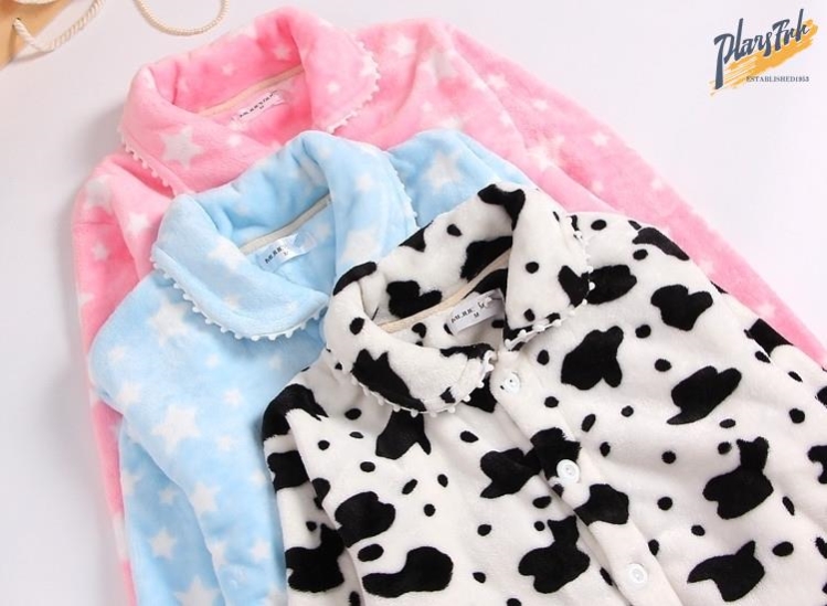 WINTER FLANNEL MEN WOMENS PAJAMAS TOPS THICKENED WARM LOOSE FIT COUPLE CORAL FLEECE LOUNGEWEAR SINGLE PIECE