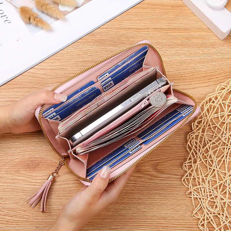 CONTRAST STITCHING LONG WALLET LADIES CLUTCH BAG WOMENS 2021 NEW FASHION JAPAN KOREA LARGE CAPACITY ZIPPER WALLET WOMEN