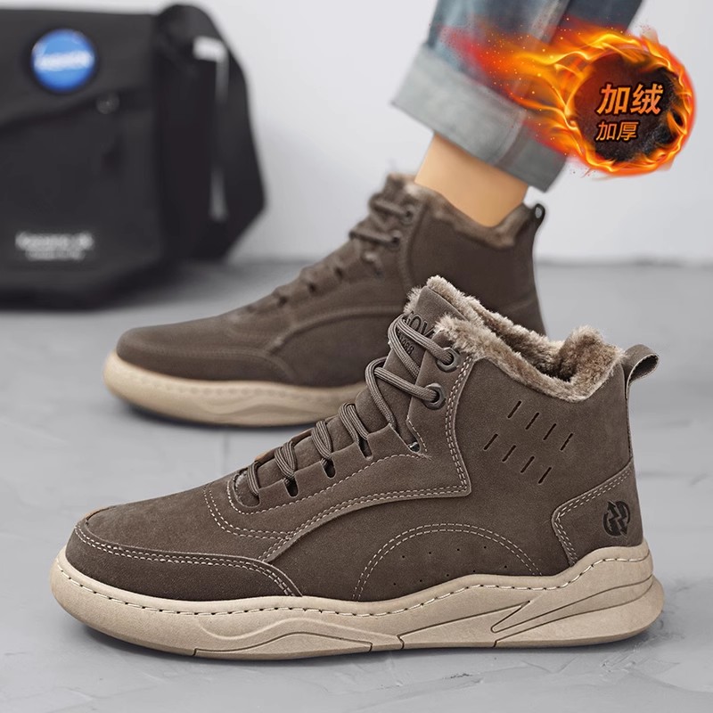 SNOW BOOTS MENS 2024 NEW WINTER FLEECE THICKENED WARM COTTON SHOES MENS ANTI-SLIP RETRO CARGO MARTIN BOOTS
