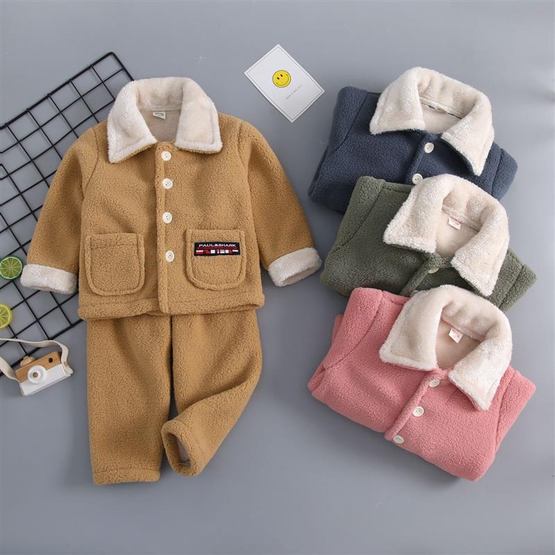 AUTUMN AND WINTER CHILDRENS FLANNEL MENS AND WOMENS PAJAMAS 1-9 YEARS OLD 2 THICKENED 3 BABY 5 LOUNGEWEAR 7 SETS