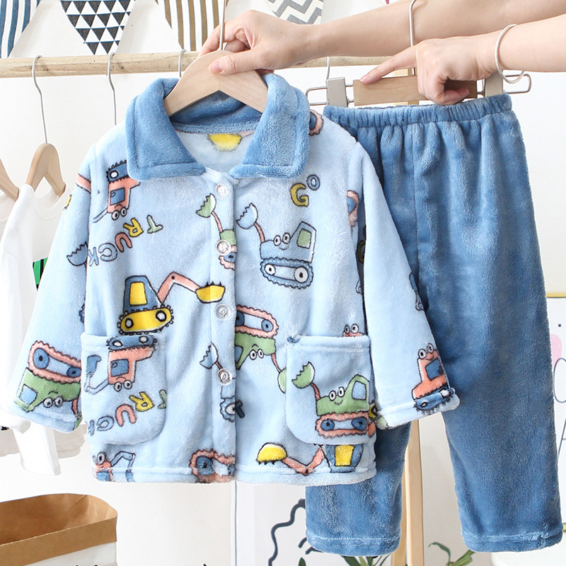 AUTUMN AND WINTER CHILDRENS NEW FLANNEL PAJAMAS 1 TO 3 YEARS OLD CHILDREN 2 HOME CLOTHES 4 BOYS AND GIRLS 5 WARM 7 SETS
