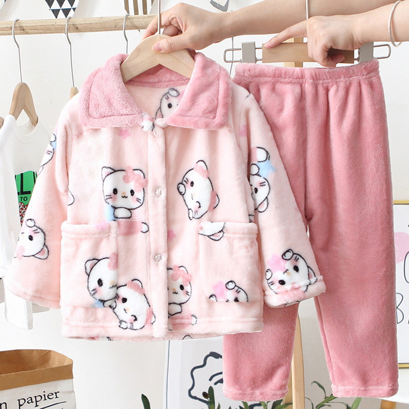 AUTUMN AND WINTER CHILDRENS NEW FLANNEL PAJAMAS 1 TO 3 YEARS OLD CHILDREN 2 HOME CLOTHES 4 BOYS AND GIRLS 5 WARM 7 SETS