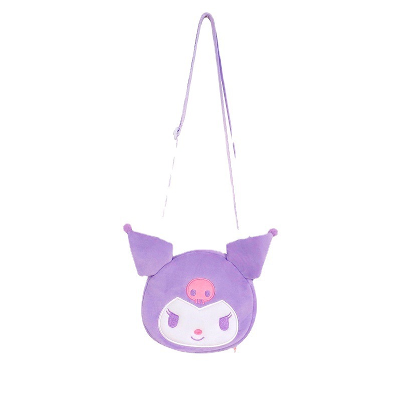 KAWALI BLACK PURPLE KUROMI SOFT STUFFED PLUSH SHOULDER BAGS