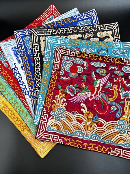 中国风刺绣丹凤官服补子diy绣片送老外礼国潮礼物餐垫鼠标杯盘垫
