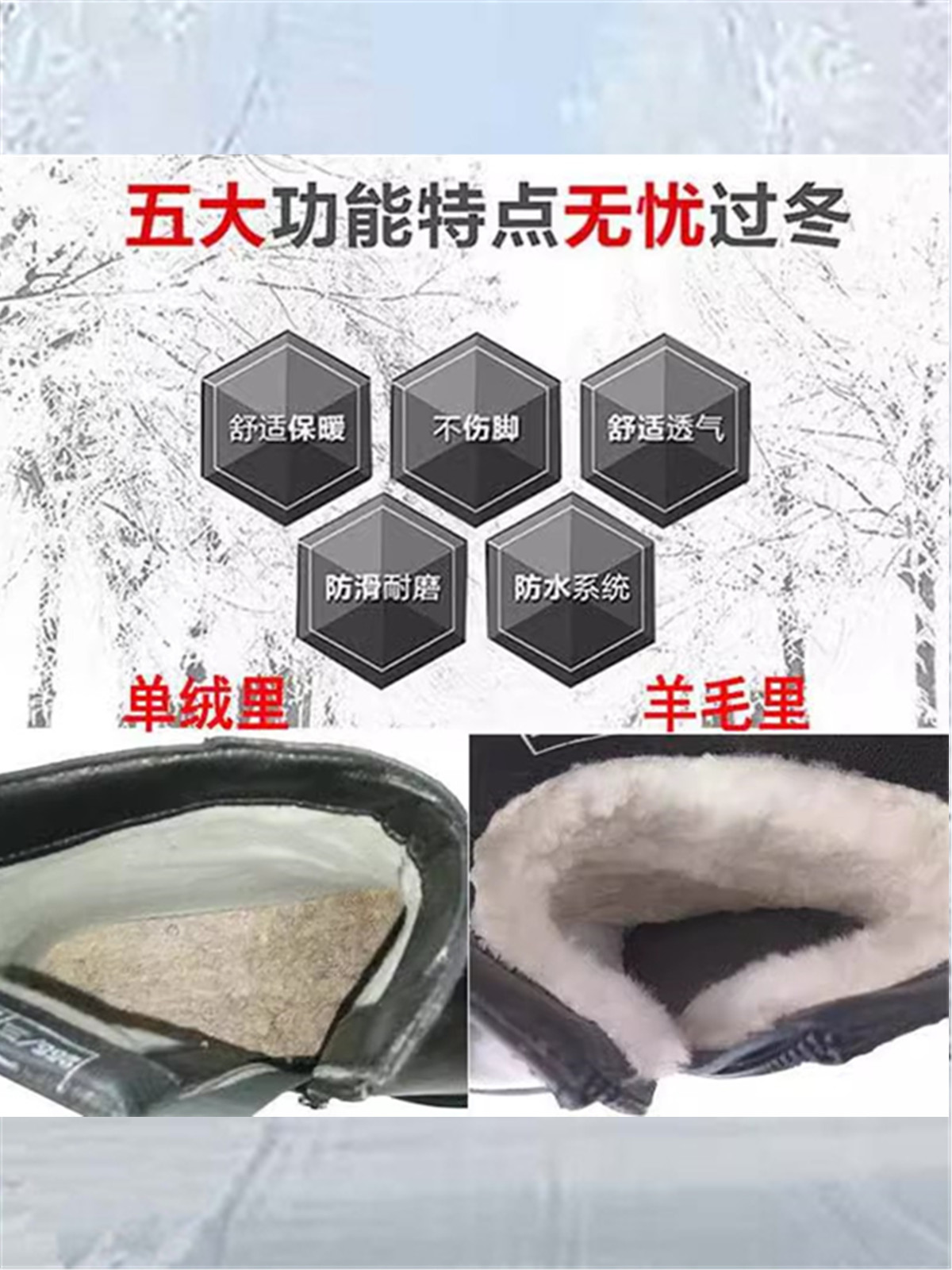 GENUINE WINTER SUEDE SHOES FUR BOOTS COLD BOOTS BLACK LEATHER SIDE ZIPPER FUR INTEGRATED WARM BOOTS COTTON SHOES MEN