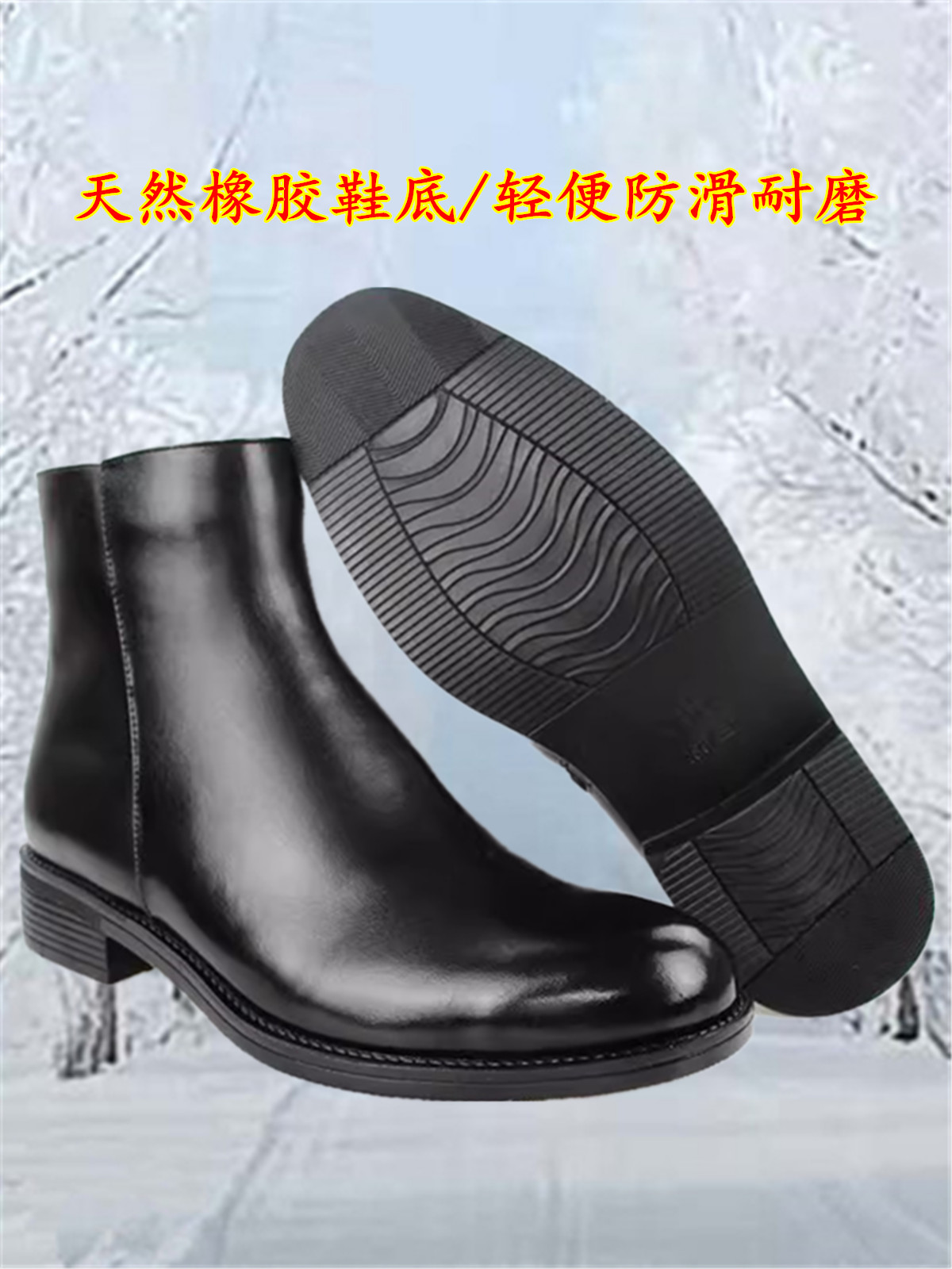 GENUINE WINTER SUEDE SHOES FUR BOOTS COLD BOOTS BLACK LEATHER SIDE ZIPPER FUR INTEGRATED WARM BOOTS COTTON SHOES MEN