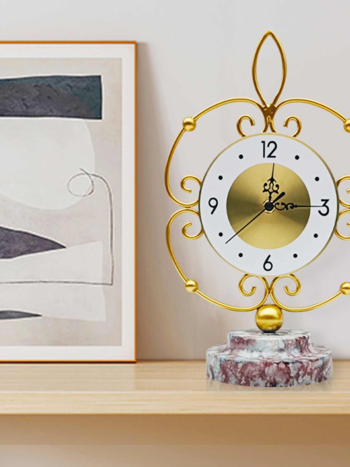 NORDIC LIGHT LUXURY TABLE CLOCK LIVING ROOM HOME DESKTOP CLOCK CREATIVE CLOCK ORNAMENTS FASHIONABLE HIGH-END HOME DECORATION DESK CLOCK