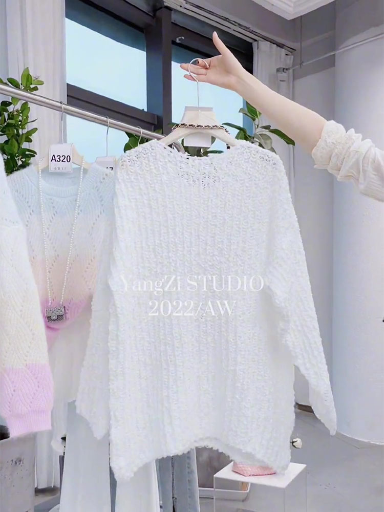 MILK WEAR SOFT WAXY SWEATER JAPANESE LAZY RETRO HIGH-END LOOSE WHITE KNIT SWEATER WOMENS EARLY AUTUMN