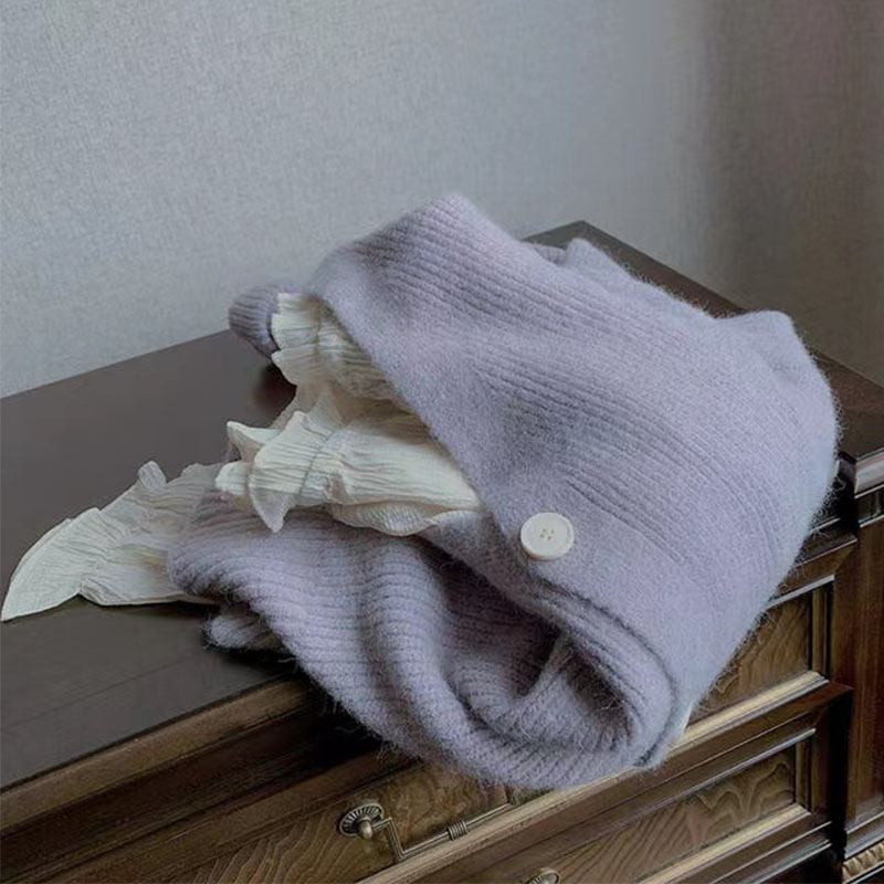 KOREAN STYLE WEAR CELEBRITIES ALSO LOVE THE SOFT AND GLUTINOUS DESIGN FRIED STREET MOHAIR PURPLE SWEATER LAZY SENSE OF LUXURY