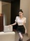 Camisa blanca de manga corta con falda de cadera chica caliente sexy secretaria secretaria de ropa uniforme azafata traje profesional