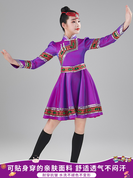 蒙古族儿童演出服女童蒙古舞蹈服装幼儿民族服饰蒙族蒙古袍表演夏 — 3