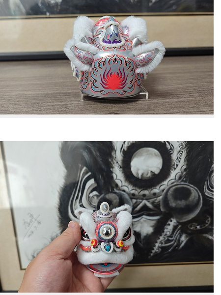 BUHU醒狮汽车摆件 中控招财装饰国风广东特色纪念品手板