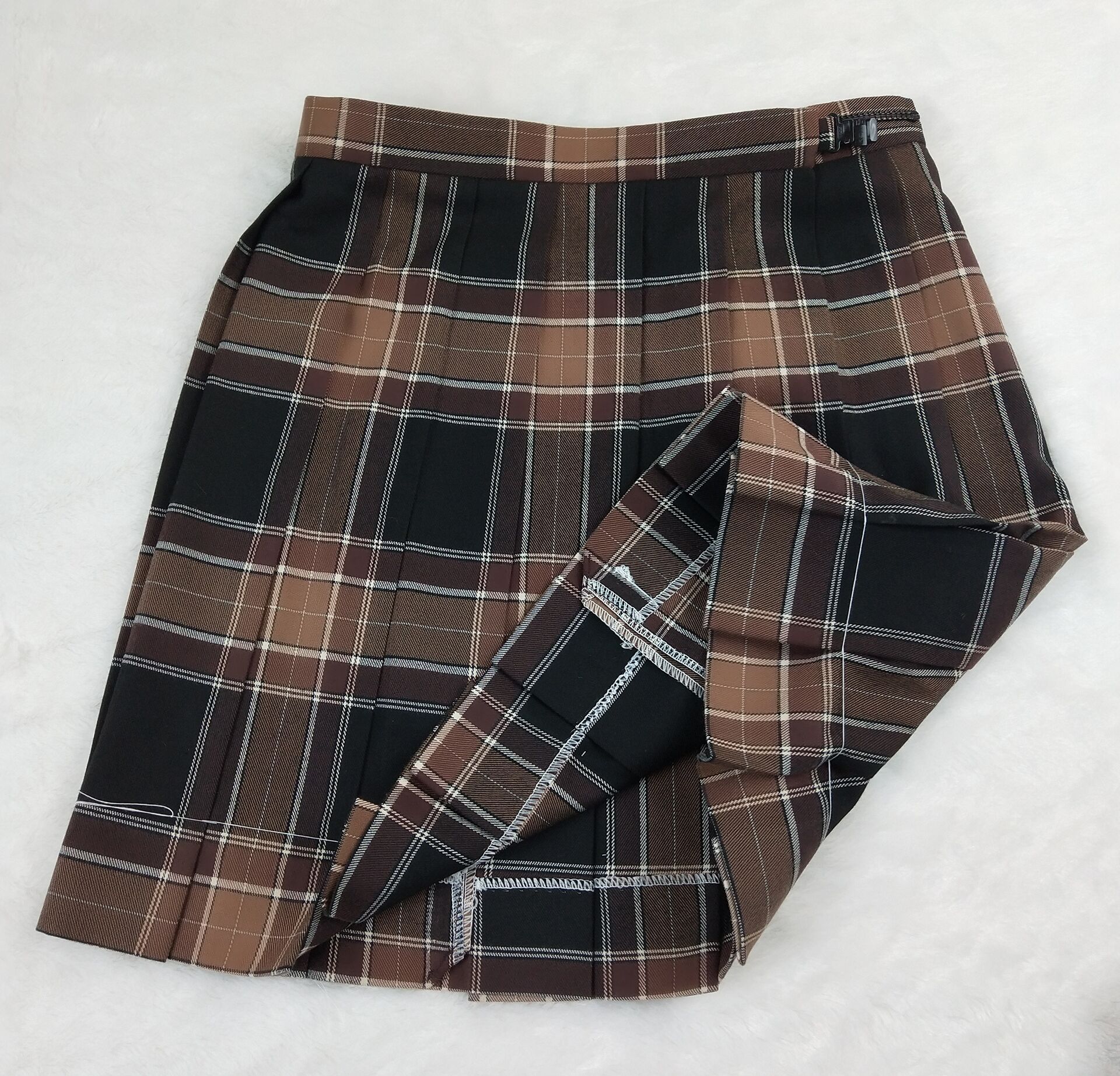 SPOT BROWN SUGAR GINGER TEA FINISHED CLOTH JAPAN JK CHECKERED SKIRT UNIFORM PLAID SKIRT JK PLEATED SKIRT SKIRT BOW TIE