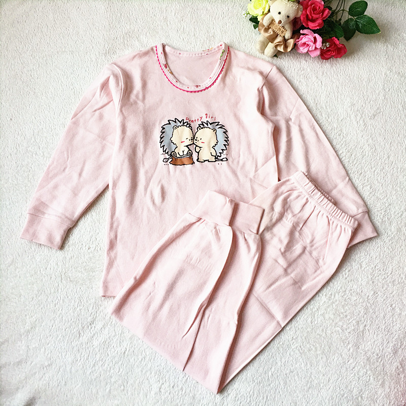 ORIGINAL COTTON MIDDLE AND LARGE CHILDRENS CARTOON UNDERWEAR SET BOYS AND GIRLS COTTON WOOL AUTUMN CLOTHES AUTUMN PANTS AUTUMN AND WINTER SHIRTS AND PANTS