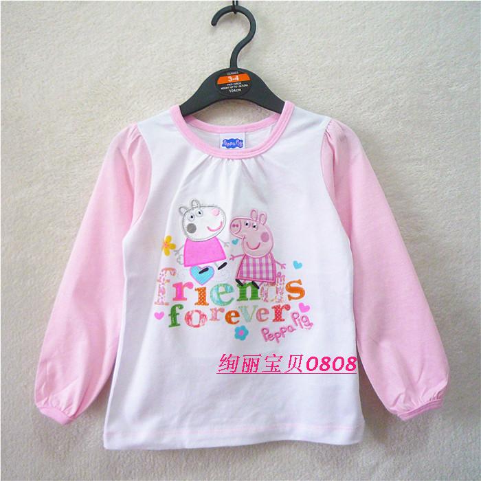 SPRING AND AUTUMN GIRLS COTTON PAJAMAS SET PIG LITTLE SISTER CHILDRENS HOME WEAR COTTON LONG SLEEVED TROUSERS TWO-PIECE SET