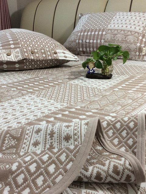 High-quality Class A double-sided jacquard old coarse cloth mat three-piece set of cotton 100 extra thick bed sheet double air conditioning mat