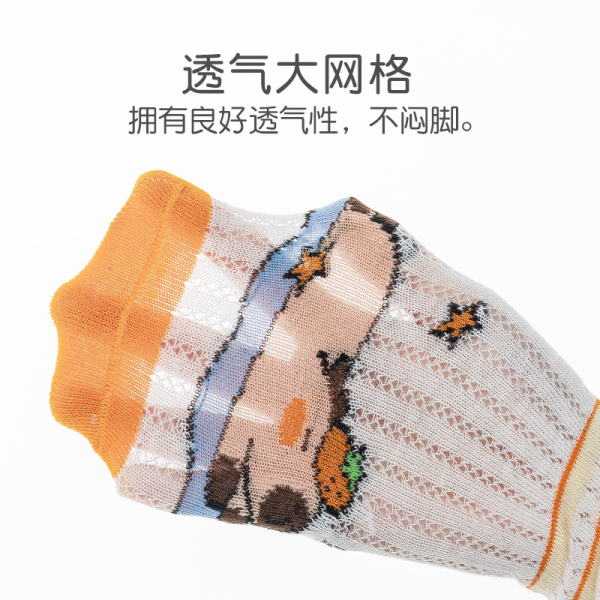 卡皮巴拉男童袜子夏天薄款儿童棉袜超薄网眼卡通女童宝宝夏中筒袜 — 5