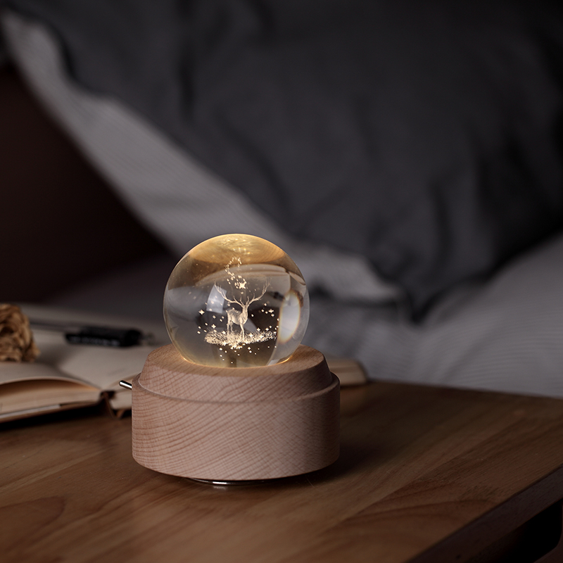 새시 크리스탈 볼 엘크 뮤직 박스 뮤직 박스 여자 친구와 남자 친구를위한 10 살 소녀 생일 소녀 선물