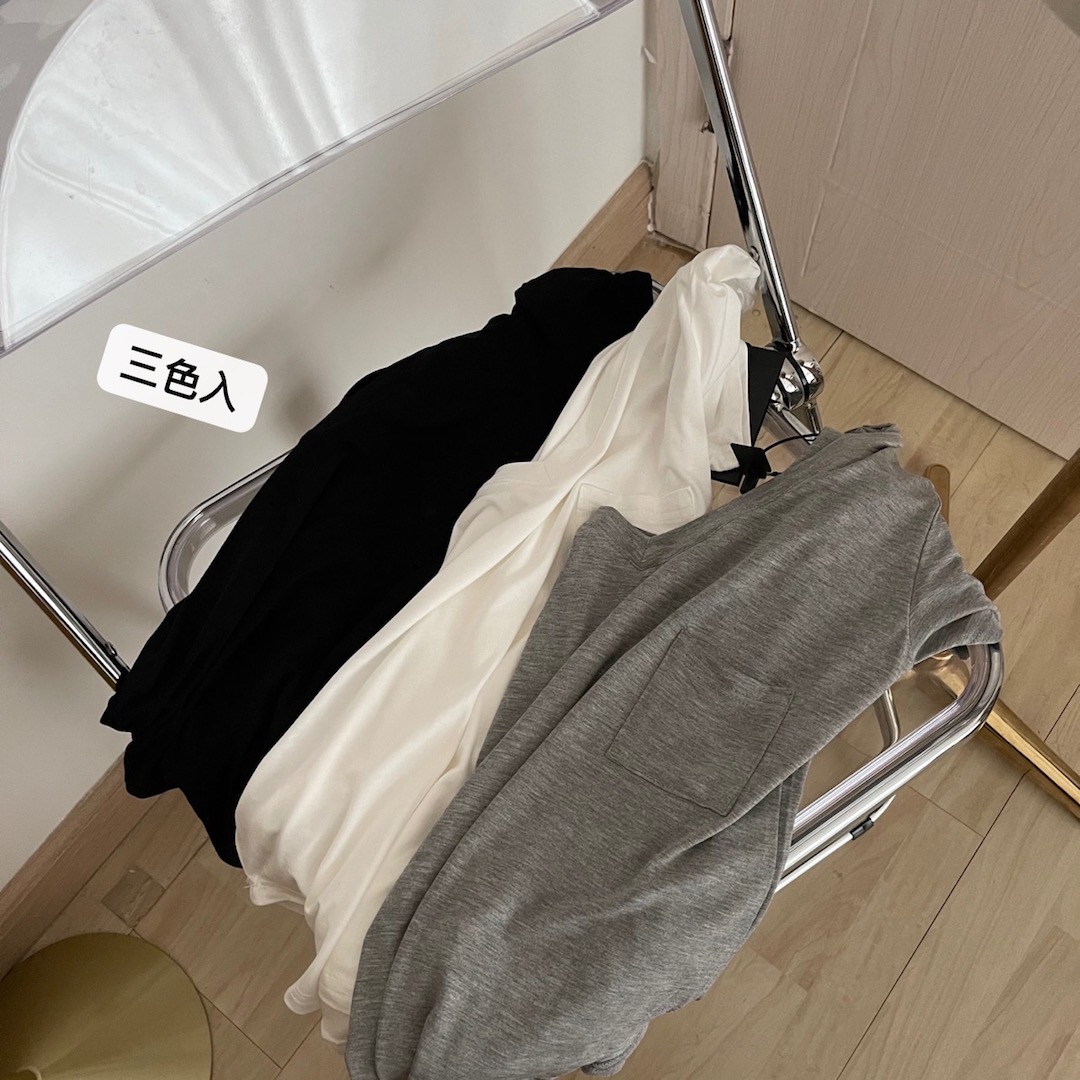 SOUTH KOREAS NEW DRAPE COLLARBONE T-SHIRT WOMENS SUMMER LOOSE KOREAN VERSION OF THE MID-LENGTH BOTTOMING SHIRT SHORT-SLEEVED CASUAL V-NECK TOP