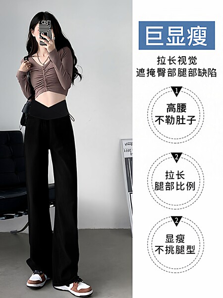 孕妇裤秋季外穿黑色直筒裤子2026新款不勒肚子低腰夏季阔腿裤秋装 — 2